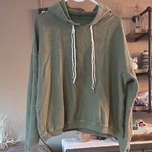 Aerie Olive Hooded Womens  Cropped Sweater